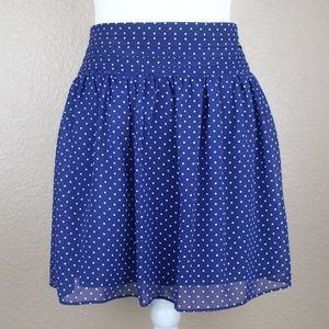 Olsenboye Blue & White Polka-Dot Zipper Back Skirt